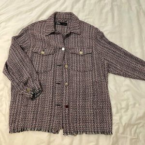 Zara tweed oversized flannel shacket